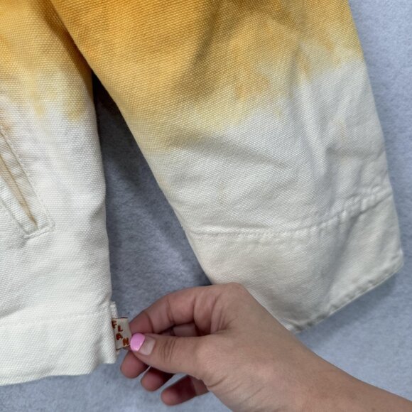 Flan Jacket Mens Medium Orange Cream Ombre Full Zip Canvas Workwear Streetwear - Picture 5 of 11